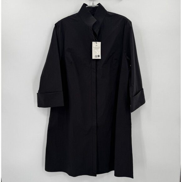 Tuckernuck Women's Black Charlie Shirt Dress Stand Collar Cotton Poplin XXL 2XL - Picture 2 of 8